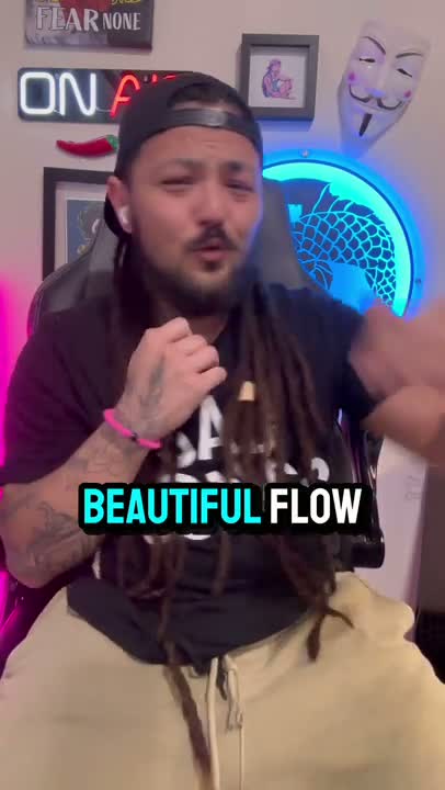 Matt talking about flow in front of his koi sign